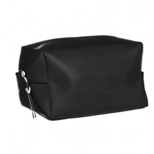 RAINS Wash Bag Small – Waterproof Toiletry Organizer, Coated Zip, 0.8 gal - color: Black