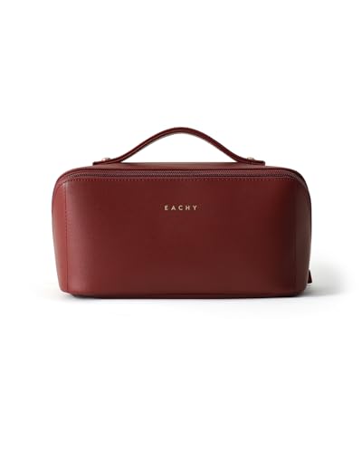 EACHY Travel Makeup Bag for Women, Flat Open Cosmetic Bag, Red, Medium - color: A - Red, size: Medium