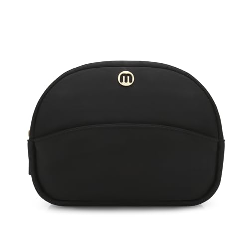 Small Travel Makeup Bag, Nylon Cosmetic Toiletry Organizer Pouch (black) - color: black