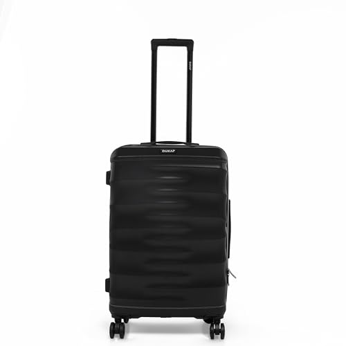 DUKAP RAV 24-Inch Medium Checked Hardside Spinner Luggage Durable Zippered Black - color: Black, size: 24 Inch