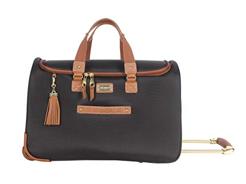 Steve Madden Designer Carry On Luggage Collection - Lightweight 20 Inch Duffel Bag- Weekender Overnight Business Travel Suitcase with 2- Rolling Spinner Wheels (Global Black) - color: Global Black