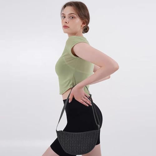 BESMART Small Nylon Crescent Crossbody Bag for Women Men Trendy, Waterproof Crescent Sling, Lightweight Travel Purses - color: Embroidered Black, size: Small