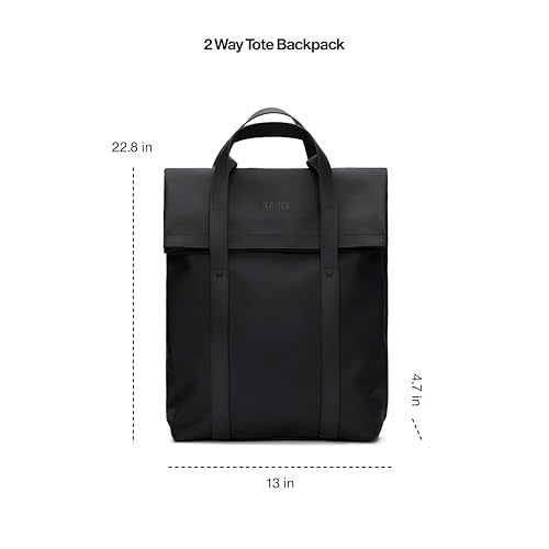 RAINS 2 Way Tote Backpack - Waterproof Convertible Laptop Bag, 4 Gallon