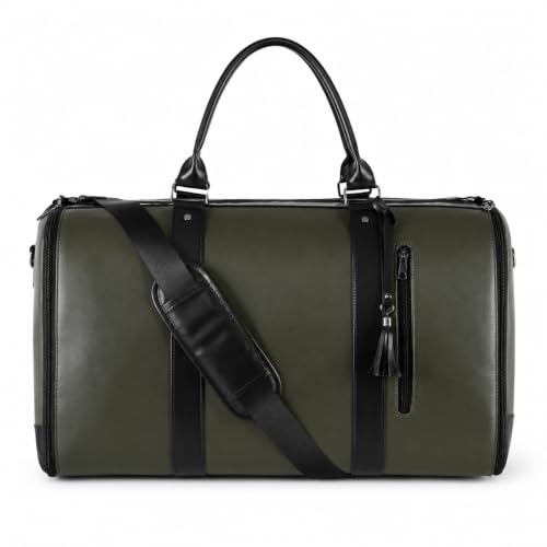 Convertible Garment Duffel Bag for Women, Carry On Weekender Travel Bag with Adjustable Shoulder Strap, Large Capacity Overnight Travel Tote, Olive Green - color: Green
