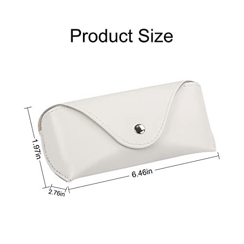 LogHog Portable Leather Glasses Case,Flexible Sunglasses Pouch Slim Case for Women Men Horizontal Eyeglass Case - color: Button -White