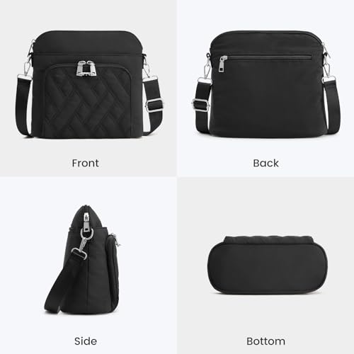 G4Free 여성용 RFID 차단 크로스바디 백, 미디엄 나일론 여행용 지갑, 블랙., 크로스바디 백 - color: 블랙.