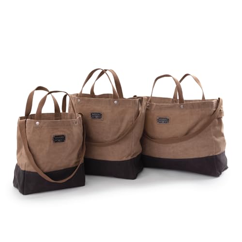 Barebones Neelum Large Waxed Canvas Tote Bags - Heavy Duty Canvas Bag and Reusable Grocery Bag - size: Oversized Tote (26L), style: Waxed Canvas