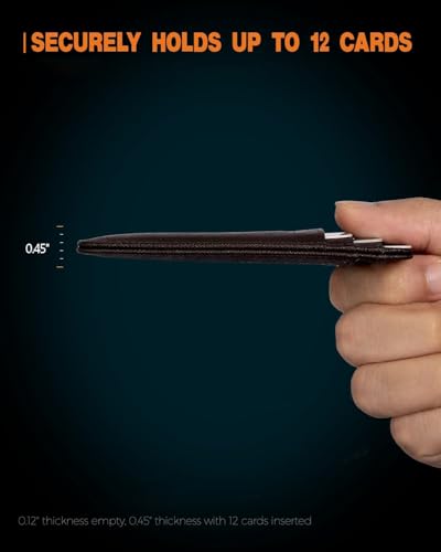 RUNBOX Slim Wallet for Men and Women, RFID Blocking Leather Card Holder - color: Cross Coffee