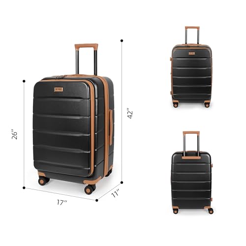 24'' Luggage,Hardside Suitcase w/Spinner Wheels,TSA LOCK - color: Black, size: 24" Mid-Checked