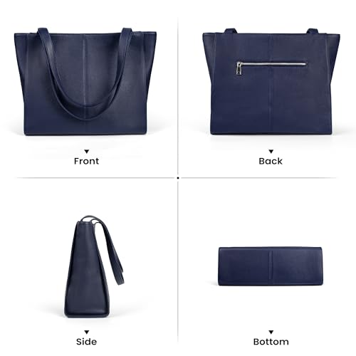 befen Genuine Leather Tote Bag for Women Work Travel Leather Purse Handbags - color: Navy Blue