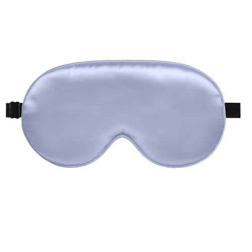 Silk Sleep Mask, Blackout Eye Mask for Sleeping with Adjustable Strap - color: Light Purple