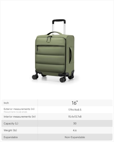 LUGGEX 18x14x8 Underseat Carry On Bag, Green - color: Green