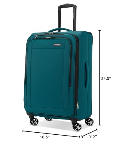 Samsonite Saire LTE Softside Expandable Luggage with Spinner Wheels, Pine Green, Medium Checked Suitcase - color: Pine Green, size: Checked-Medium Spinner