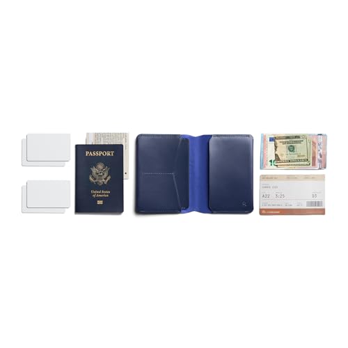 Bellroy 여권 커버 (카드 슬롯과 현금 및 여행 서류를 위한 공간이 있는 슬림라인 여행용 지갑/파우치), 네이비, 미니멀리스트 - color: 네이비