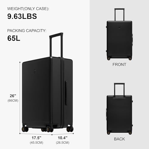 LEVEL8 Checked Luggage, 24 Inch Hardside Suitcase with Spinner Wheels - color: Black, size: 24 Inch