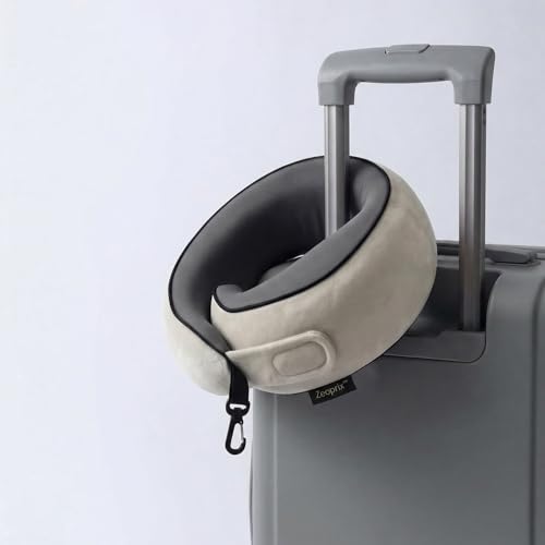 Memory Foam Wrap Around Travel Neck Pillow for Airplane, Light Grey - color: Light Grey