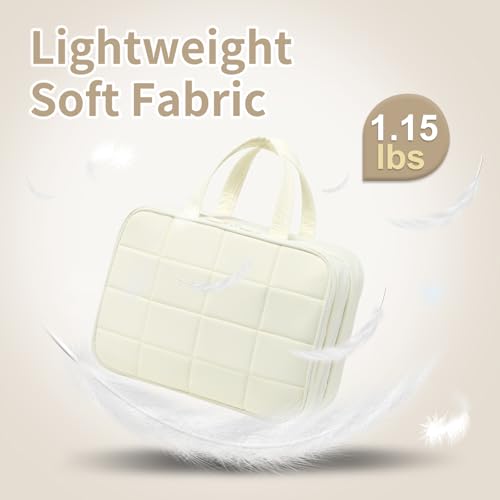 Travel Hanging Toiletry Bag for Women Puffy Makeup Bags Beige