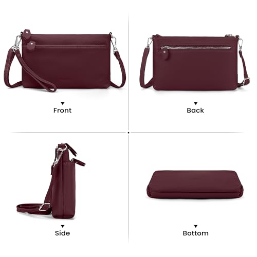 befen Genuine Leather Wristlet Clutch Wallet Purses with RFID Blocking - color: Burgundy