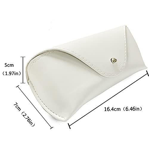 LogHog Portable Leather Glasses Case,Flexible Sunglasses Pouch Slim Case for Women Men Horizontal Eyeglass Case - color: White