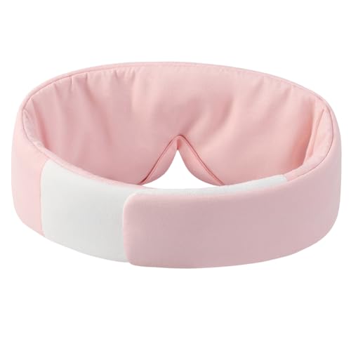 ALASKA BEAR Wraparound Style Organic Cotton Eye Mask with Padded Nose, Big Wide Headband and Large Coverage Ear Muff Sleeping Mask with Bottom Flap for Full Blackout, Soft Pink - color: Soft Pink