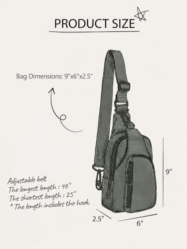 ODODOS Sling Bag with Adjustable Straps Crossbody Chest Bag Lightweight Backpack for Casual Traveling Hiking - color: Olive Charcoal