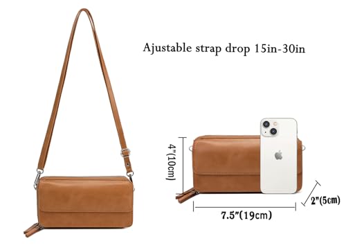 Lanyani RFID Crossbody Wallet Wristlet Purse with Phone Pocket For Women Vegan Leather - color: B-dark Mustard