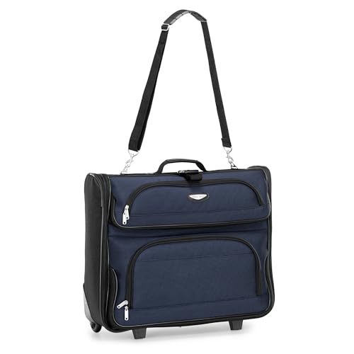 Travel Select Amsterdam Business Rolling Garment Bag, Softside Expandable Rolling 2-Wheeled Suit Carrier, Navy, One Size - color: Navy