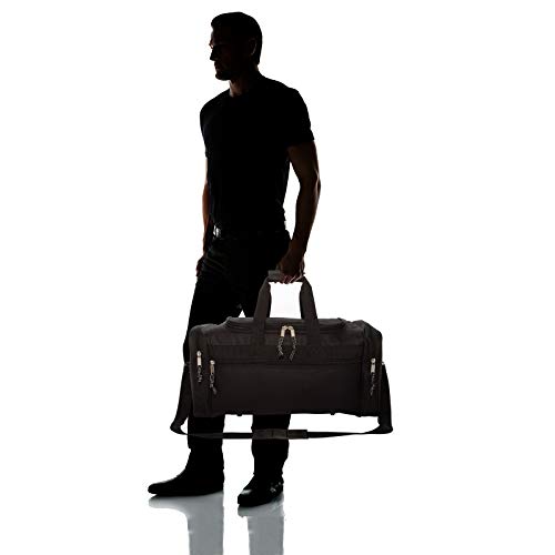 DALIX 21" Blank Sports Duffle Bag Gym Bag Travel Duffel Adjustable Strap in Black - color: Black