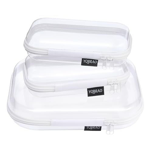 YQBRAO Clear Hard Shell Organizer Cases, 4-Pack, White - color: White, size: M+3S