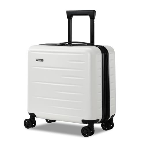 CENSIEN Expandable 16 Inch Carry On Luggage Airline Approved Small Suitcase - color: White, size: 16 Inch EXT