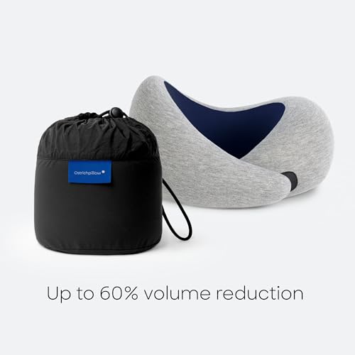 Ostrichpillow GO Travel Pillow, 360° Memory Foam Support, Soft & Washable - color: Deep Blue