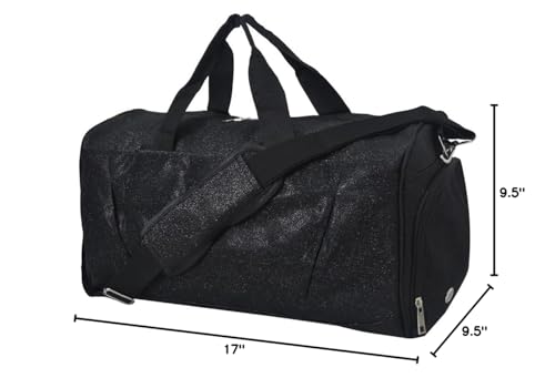 NGIL Glitter Duffel Shoe Compartment Carry On Tote (Glitter-Black) - color: Glitter-Black