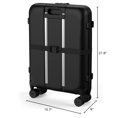 ROLLINK Foldable Flex 360 Carry-On Suitcase 21” – Hardshell Luggage, Double Spinner Wheels, TSA Lock, Lightweight & Durable Travel Case – Scratch, Water & Impact Resistant (Black) - color: Black, size: Carry-On International 21-Inch
