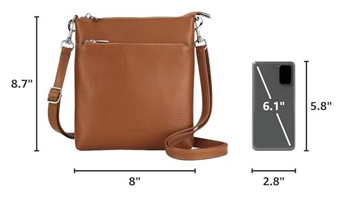 befen Genuine Leather Crossbody Purses for Women Travel Cross Body Bags Lightweight with Adjustable Shoulder Strap | Real Leather, Detachable Shoulder Strap, Lightweight, Adjustable Shoulder Strap, Compact Size, Daily Travel Use, Slim - color: A01-cognac