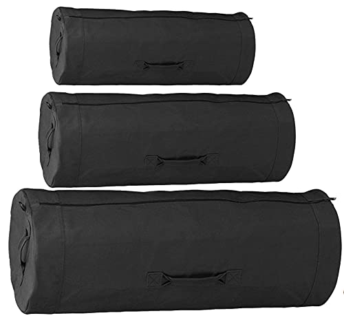 Heavy Duty Cotton Canvas SIDE ZIPPER Duffle Bag with Pin - Black, Giant - 50" x 19" x 19" - color: Black, size: Giant - 50" x 19" x 19"