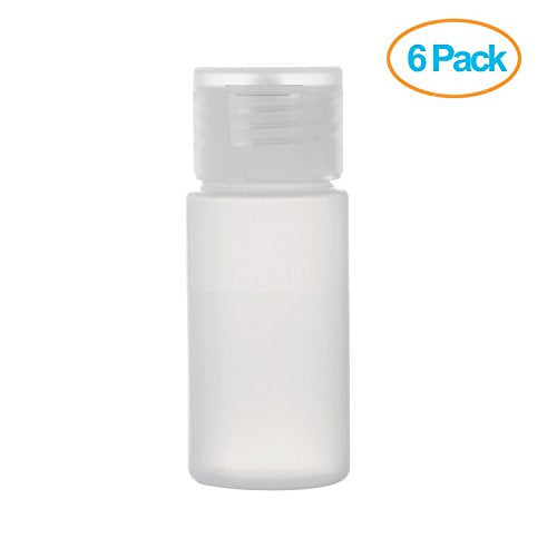 ALINK 여행용 사이즈 플라스틱 빈 세면도구 병, 30ml (1온스) 라벨 포함 액체 용기 6개 팩