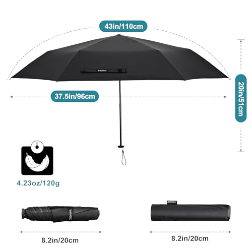 G4Free 43in Mini Travel Carbon Fiber UPF 50+ Compact UV Umbrella - color: Black Plaid