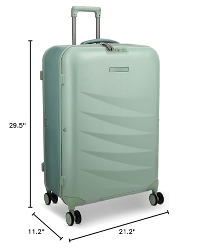 ROLLINK Foldable Mono Large Checked Suitcase 29” – Hardshell Luggage, Double Spinner Wheels, TSA Lock, Lightweight & Durable Travel Case – Scratch, Water & Impact Resistant (Hedge Green) - color: Hedge Green, size: Large Checked