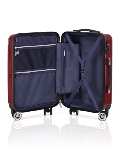 Coolife Luggage, Lightweight and Durable Hardshell, 20 in, wine wind new - color: wine wind new, size: S(20in)