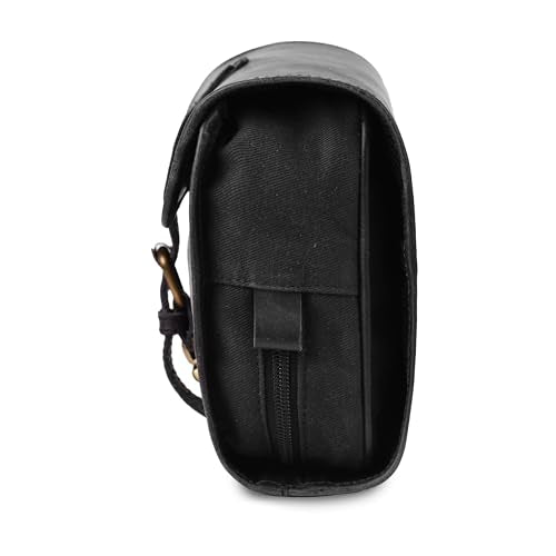 LEATHER VILLAGE Hanging Leather Toiletry Bag for Men, Dopp Kit, Black - color: Black