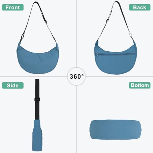 U+U Crescent Crossbody Bag for Women, Sling Bag with Adjustable Strap - color: Blue