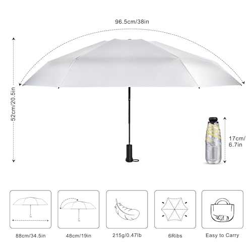 Mini Travel Umbrella - UPF 50+ Sun Protection Compact Manual Open Folding | Telescopic Hidden handle, UPF 50+ UV Protection, 6.7inch 0.47lb Lightweight Small Sun Umbrella, Silver Parasol - color: 07.Yellow