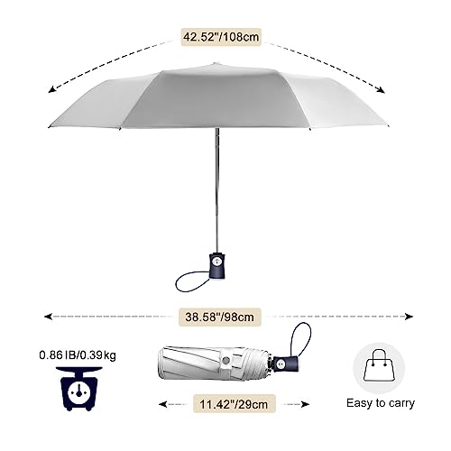 Cuby UV Sun Umbrella Compact Folding Umbrella lightweight Portable Manual Travel Umbrella for Rainproof & 99% UV Protection with Black Anti-UV Coating - color: Blue plaid
