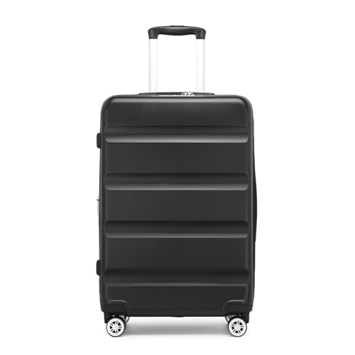 Kono 24 Inch Expandable Hardshell Luggage with Spinner Wheels Black - color: Black, size: Checked-Medium 24 Inch