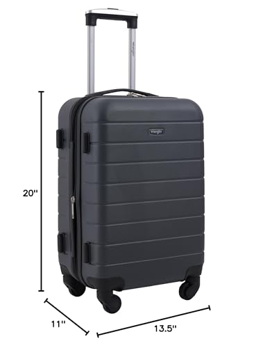 Wrangler Smart Spinner Hardside Luggage, 2 Piece Set, Dark Shadow - color: Dark Shadow, size: 2 Piece Set