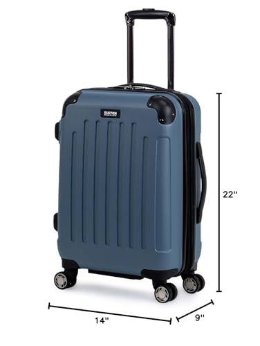 Kenneth Cole REACTION Renegade Luggage Expandable 8-Wheel Spinner Lightweight Hardside Suitcase, Granite Blue, 20-Inch Carry On - color: Granite Blue, size: 20-Inch Carry On