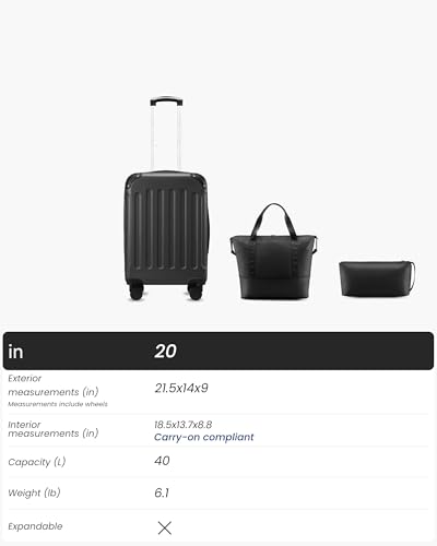 YOETEY Carry On Luggage 22x14x9 Airline Approved, Hardside Suitcase with Wheels, TSA Approved, Tote Bag, White Brown - color: White Brown, size: 20 inches (3-Piece Set: 20/DB/TB)