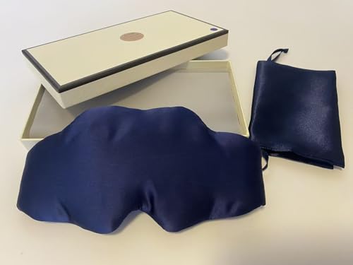 Mulberry Silk Sleep Mask, Padded Silk Eye Mask for Luxury Sleep in Total Darkness (Navy Blue) - color: Navy Blue