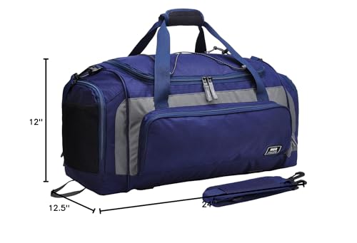MIER Large Gym Bag for Men 60L Duffel Bag with Shoe Compartment - color: Navy/Grey