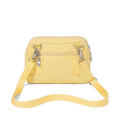Baggallini Triple Zip with Front Wallet/Trifecta RFID Wallet Crossbody - color: Butter Yellow